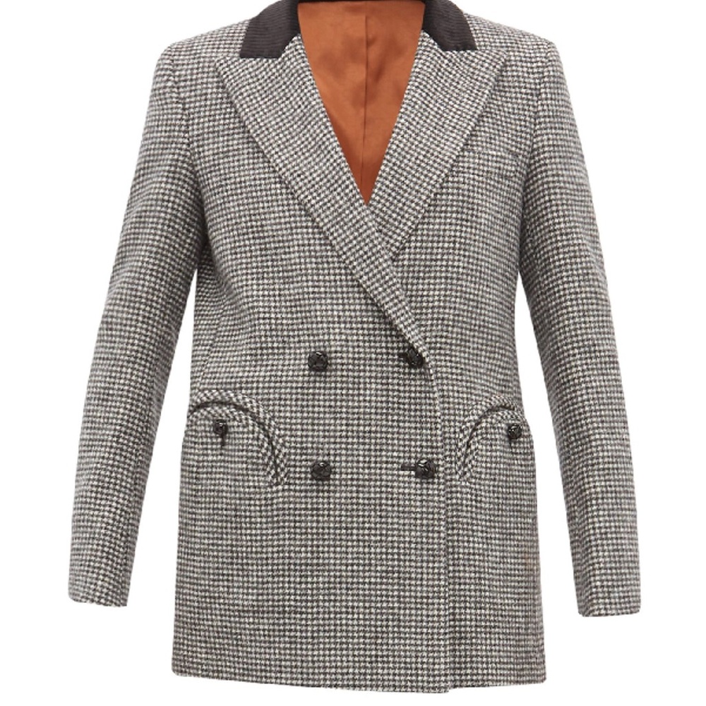 Blaze Milano Kismet Wool-blend Houndstooth Blazer In Black